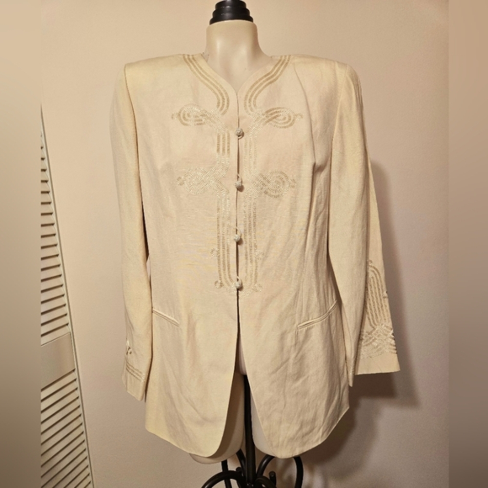 Ann Taylor Asian inspired silk linen blend Blazer